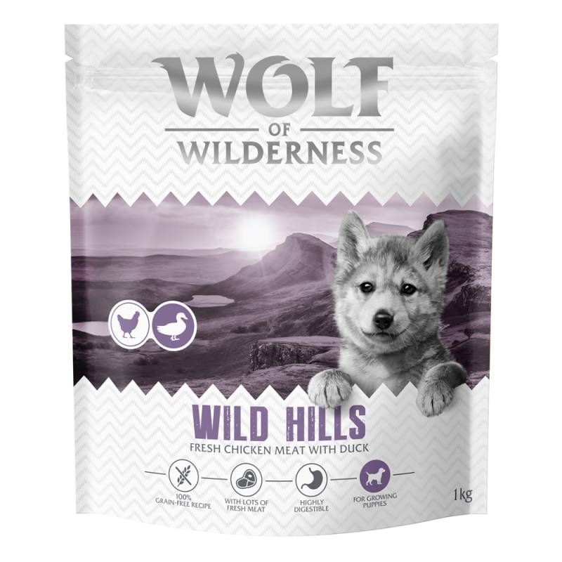 1 kg Wolf of Wilderness - getreidefrei zum Sonderpreis! - Junior "Wild Hills" Ente von Wolf of Wilderness