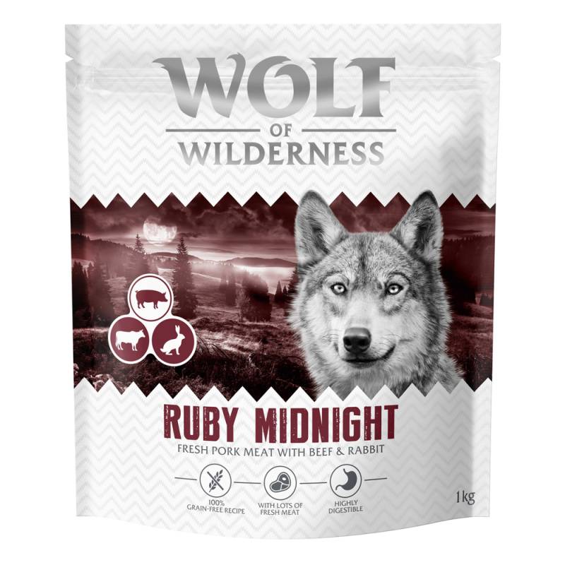 1 kg Wolf of Wilderness - getreidefrei zum Sonderpreis! - "Ruby Midnight" Rind & Kaninchen von Wolf of Wilderness