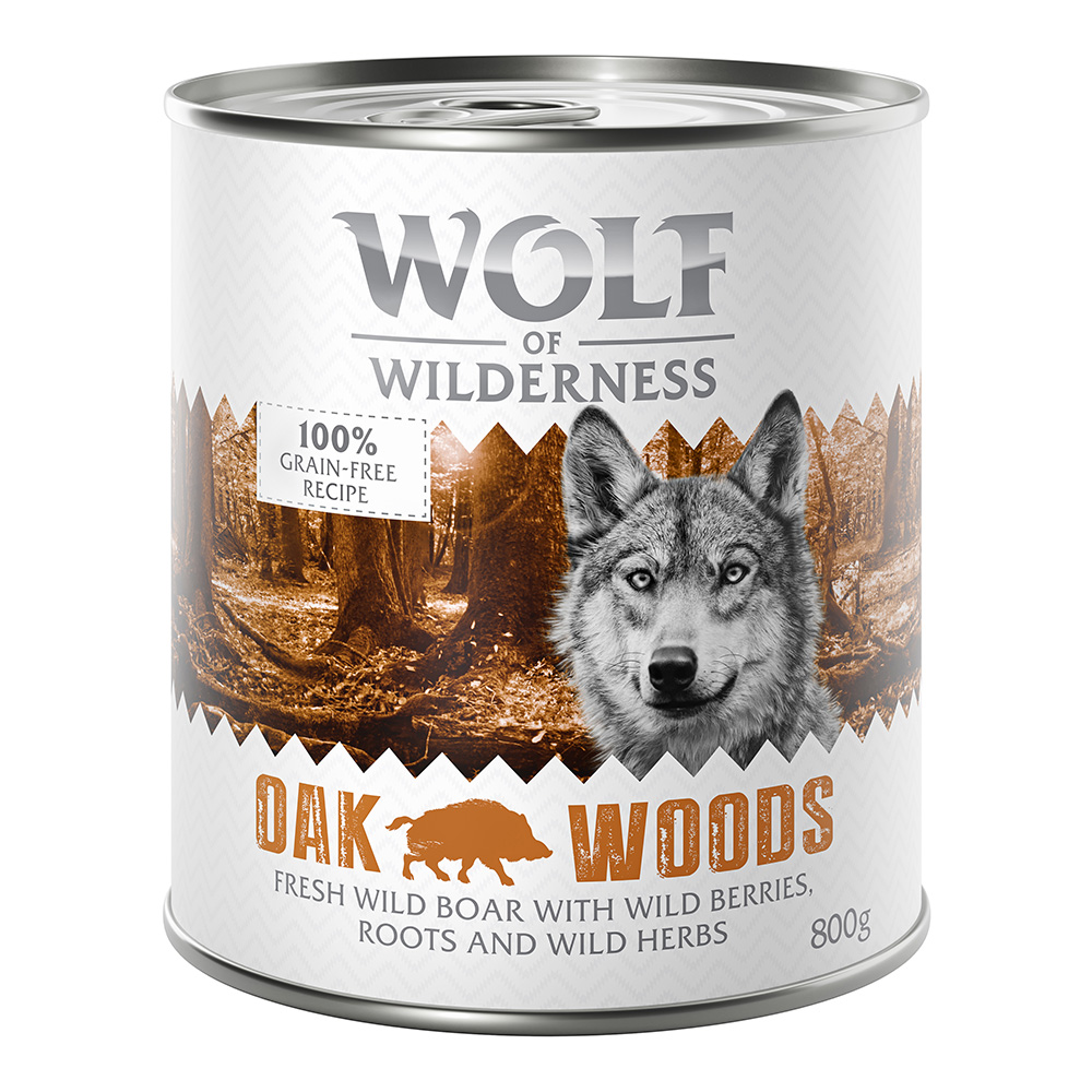 11 + 1 gratis! Wolf of Wilderness 12 x 800 g - Oak Woods - Wildschwein von Wolf of Wilderness