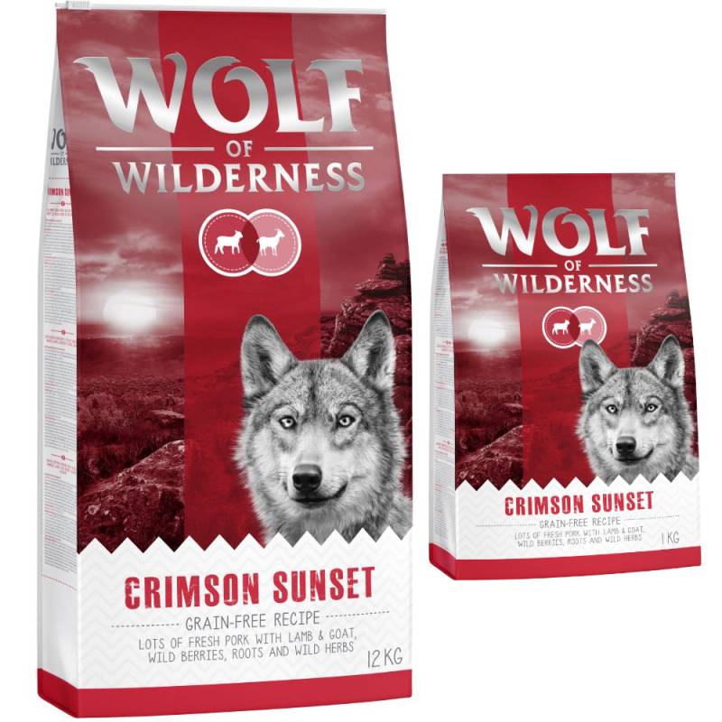 12 + 1 kg gratis! 13 kg Wolf of Wilderness Trockenfutter Crimson Sunset - Lamm & Ziege von Wolf of Wilderness