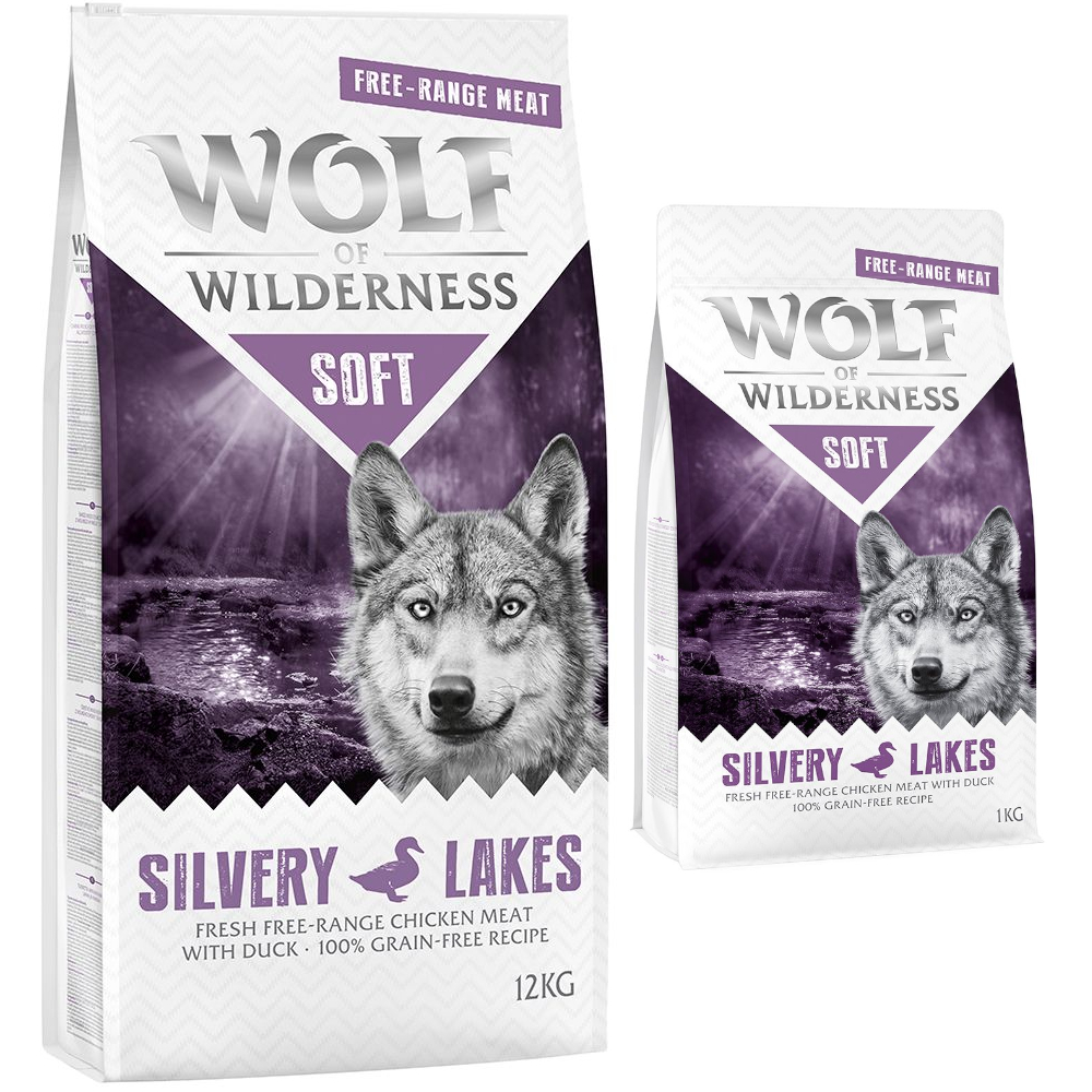 12 + 1 kg gratis! 13 kg Wolf of Wilderness Trockenfutter 'Soft' Silvery Lakes - Freilandhuhn & Ente (halbfeucht) von Wolf of Wilderness