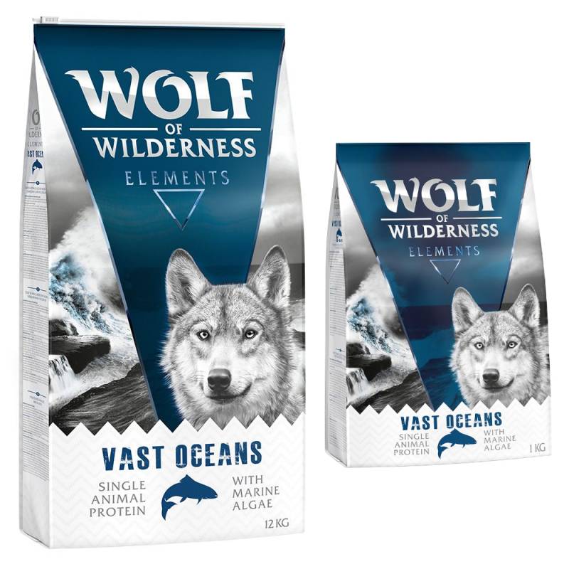 12 + 1 kg gratis! 13 kg Wolf of Wilderness Trockenfutter Vast Oceans - Fisch (Monoprotein) von Wolf of Wilderness