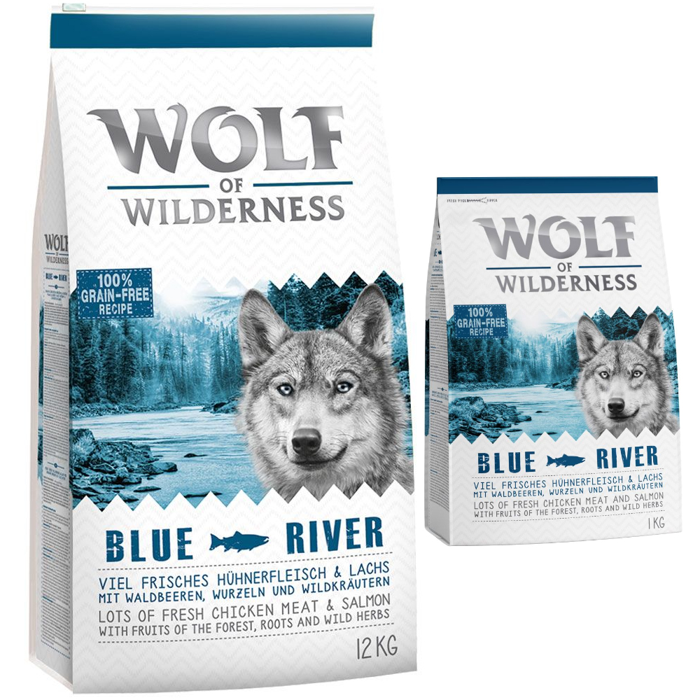 12 + 2 kg gratis! 14 kg Wolf of Wilderness Trockenfutter - Blue River - Lachs 12 + 2 kg gratis! 14 kg Wolf of Wilderness Trockenfutter - Blue River - Lachs von Wolf of Wilderness