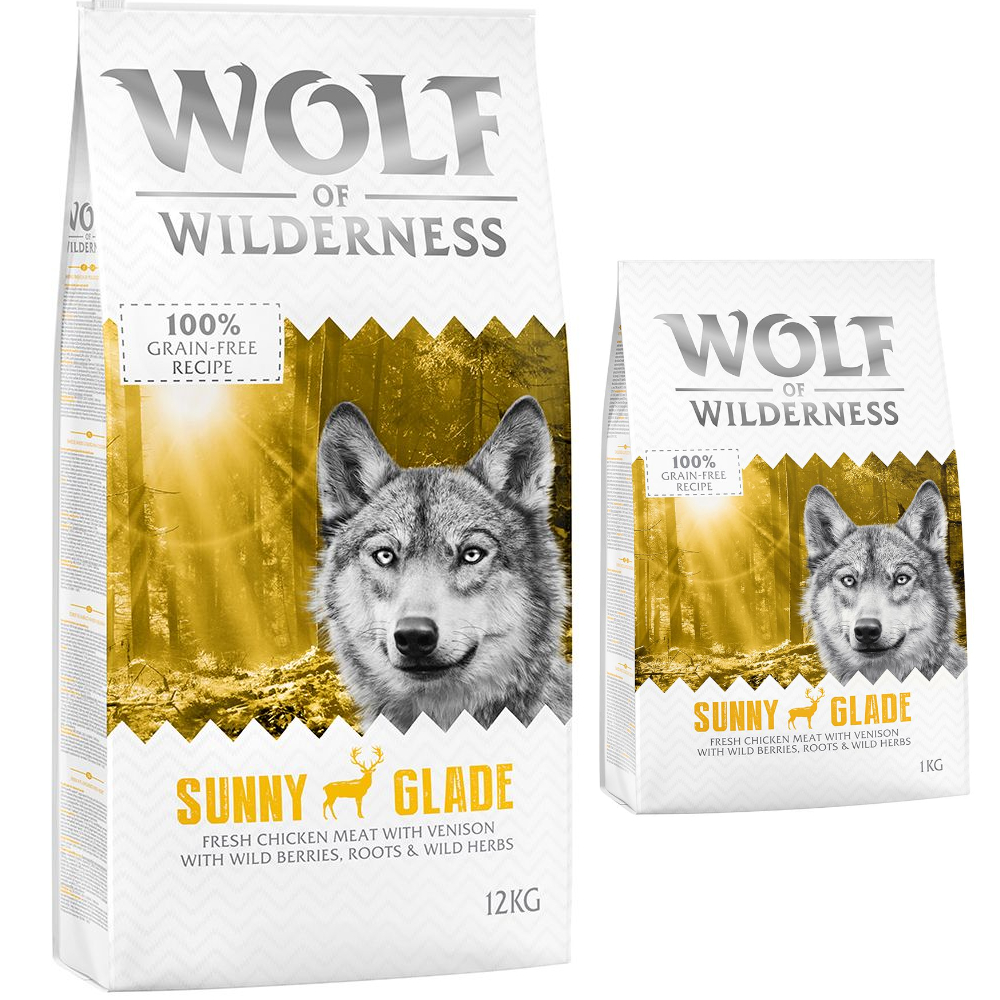 12 + 2 kg gratis! 14 kg Wolf of Wilderness Trockenfutter - Sunny Glade - Hirsch von Wolf of Wilderness
