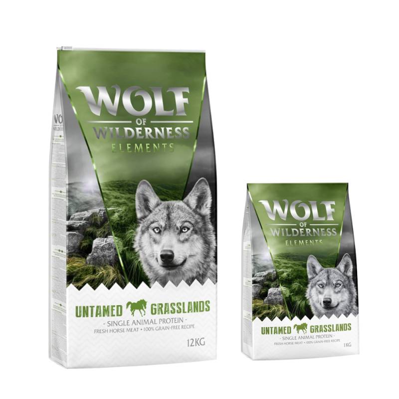 12 + 2 kg gratis! 14 kg Wolf of Wilderness Trockenfutter - Untamed Grasslands - Pferd (Monoprotein) von Wolf of Wilderness