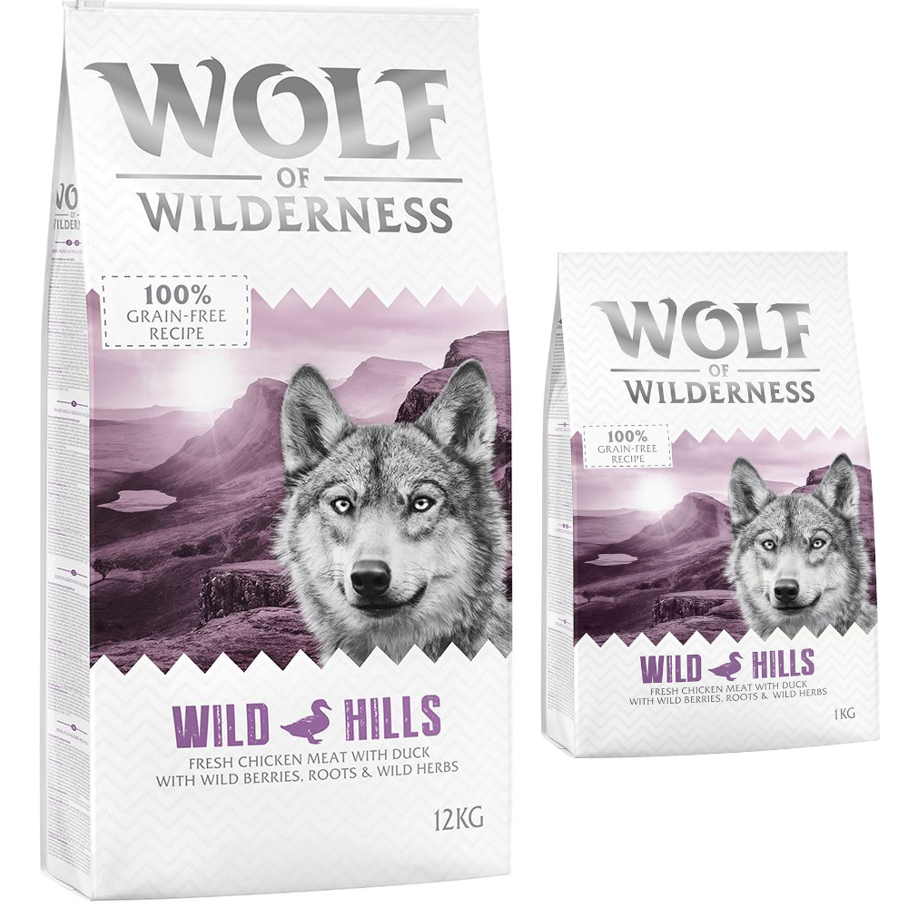 12 + 2 kg gratis! 14 kg Wolf of Wilderness Trockenfutter - Wild Hills - Ente 12 + 2 kg gratis! 14 kg Wolf of Wilderness Trockenfutter - Wild Hills - Ente von Wolf of Wilderness
