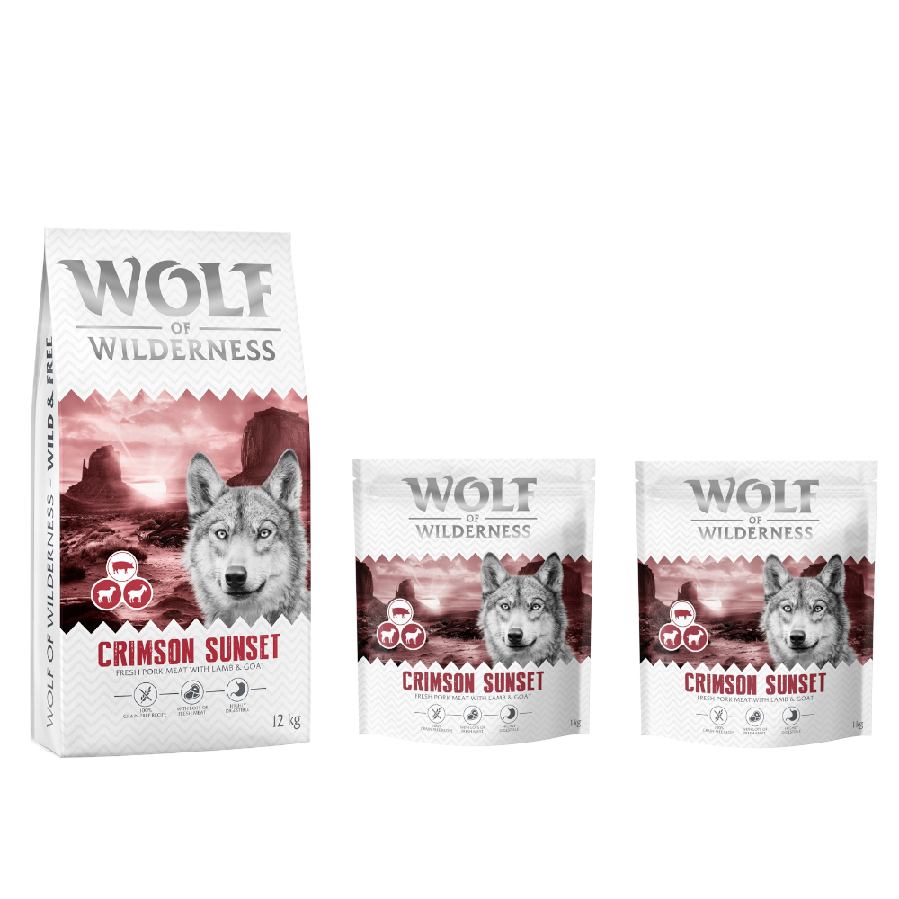 12 + 2 kg gratis! 14 kg Wolf of Wilderness - getreidefreie Rezeptur - "Crimson Sunset" Lamm & Ziege 12 + 2 kg gratis! 14 kg Wolf of Wilderness - getreidefreie Rezeptur - "Crimson Sunset" Lamm & Ziege von Wolf of Wilderness