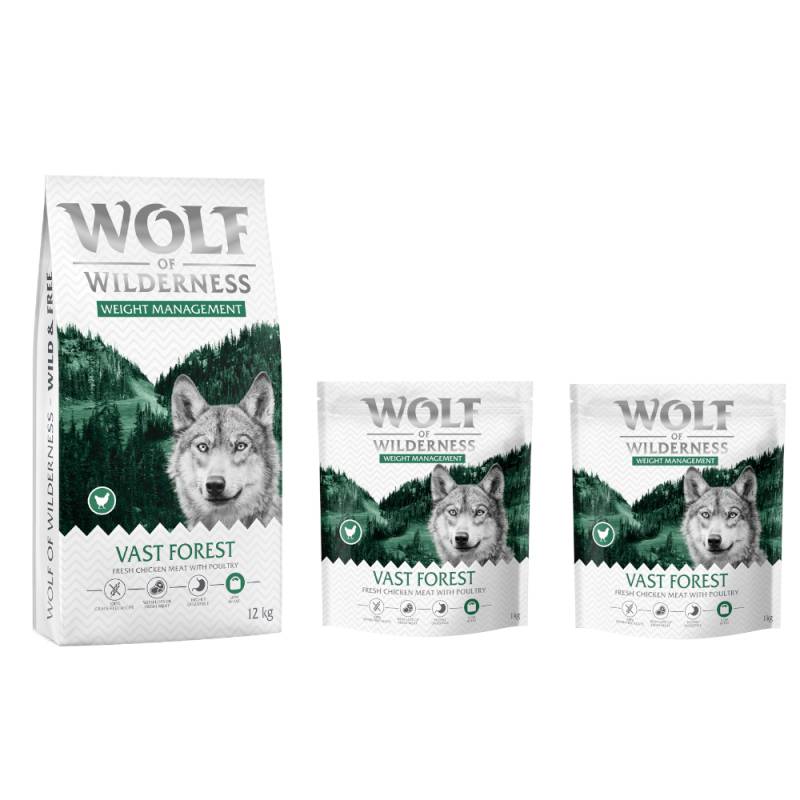 12 + 2 kg gratis! 14 kg Wolf of Wilderness - getreidefreie Rezeptur - "Explore The Vast Forests" Weight Management 12 + 2 kg gratis! 14 kg Wolf of Wilderness - getreidefreie Rezeptur - "Explore The Vast Forests" Weight Management von Wolf of Wilderness