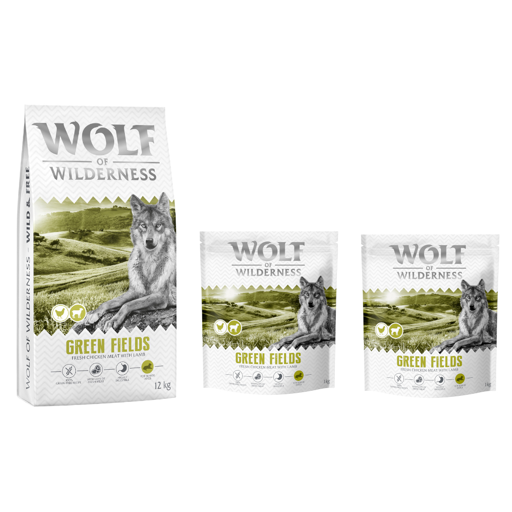 12 + 2 kg gratis! 14 kg Wolf of Wilderness - getreidefreie Rezeptur - Senior "Green Fields" Lamm 12 + 2 kg gratis! 14 kg Wolf of Wilderness - getreidefreie Rezeptur - Senior "Green Fields" Lamm von Wolf of Wilderness