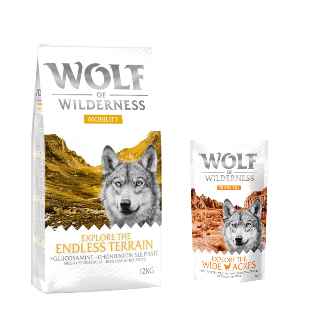 12 kg Wolf of Wilderness + 100 g Training Snack gratis! - Explore The Endless Terrain - Huhn (Mobility) von Wolf of Wilderness