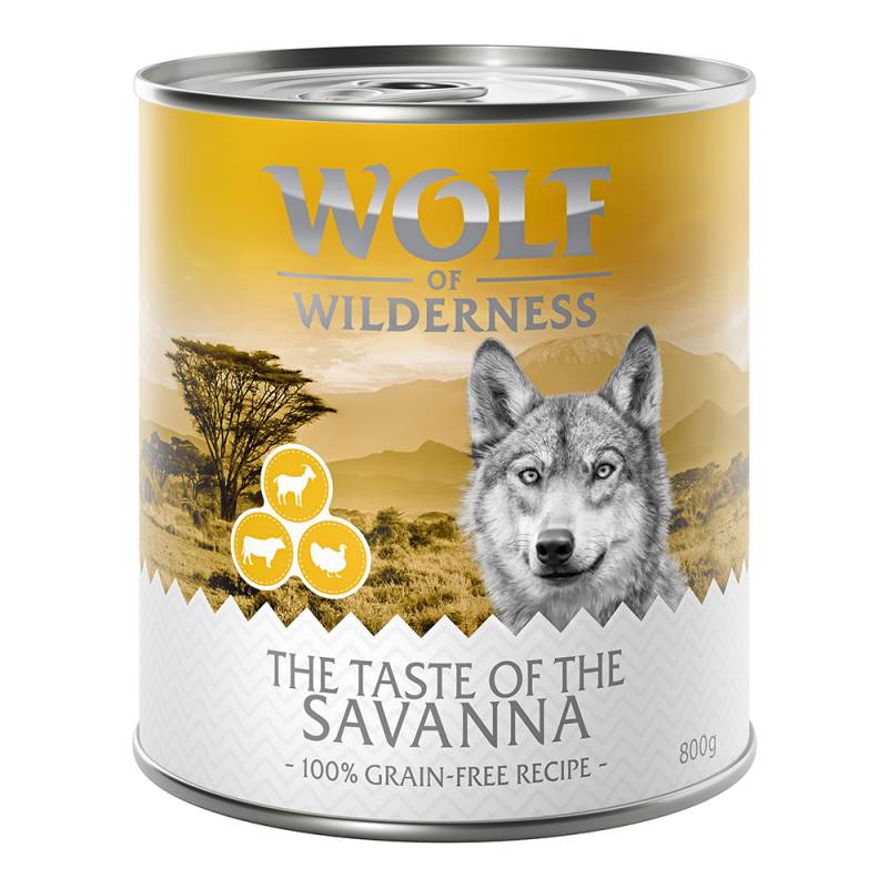 15 % Rabatt: 12 x 800 g Wolf of Wilderness  The Taste of The Savanna von Wolf of Wilderness