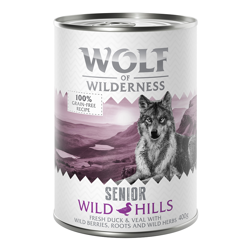 Bis zu 15% Rabatt: Wolf of Wilderness 6 x 400 g - SENIOR Wild Hills - Ente & Kalb Bis zu 15% Rabatt: Wolf of Wilderness 6 x 400 g - SENIOR Wild Hills - Ente & Kalb von Wolf of Wilderness