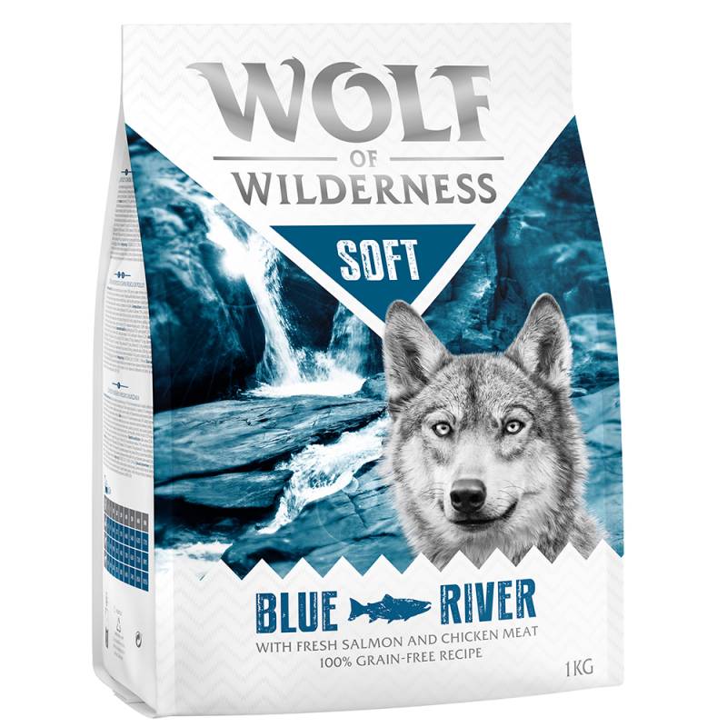 Bis zu 25% Rabatt: 1 kg Wolf of Wilderness Trockenfutter  - Blue River - Lachs (Soft & Strong) von Wolf of Wilderness