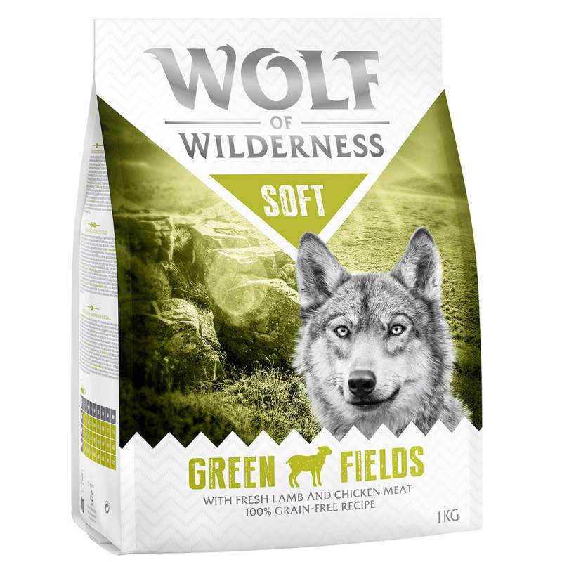 Bis zu 25% Rabatt: 1 kg Wolf of Wilderness Trockenfutter  - Green Fields - Lamm (Soft & Strong) von Wolf of Wilderness