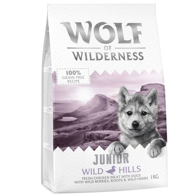 Bis zu 25% Rabatt: 1 kg Wolf of Wilderness Trockenfutter  - JUNIOR: Wild Hills - Ente von Wolf of Wilderness