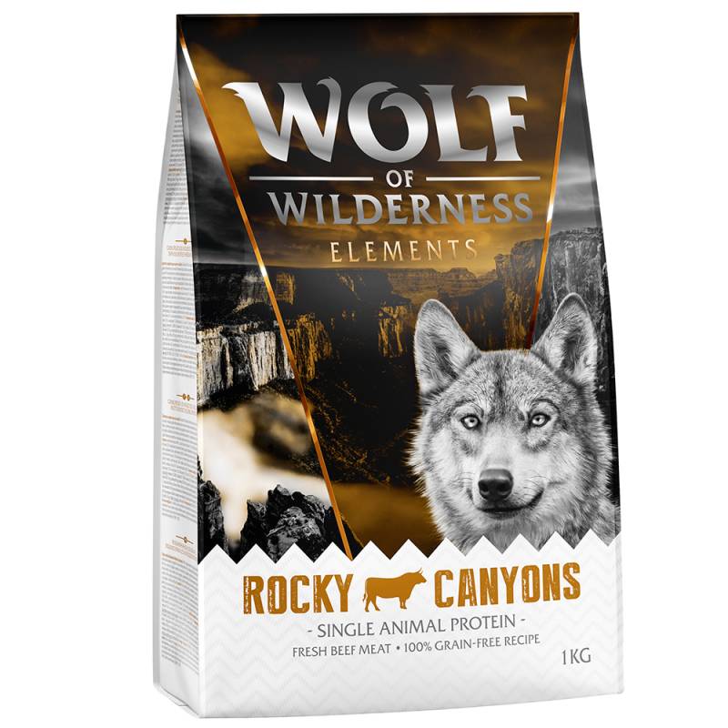 Bis zu 25% Rabatt: 1 kg Wolf of Wilderness Trockenfutter  - Rocky Canyons - Rind (Monoprotein) von Wolf of Wilderness