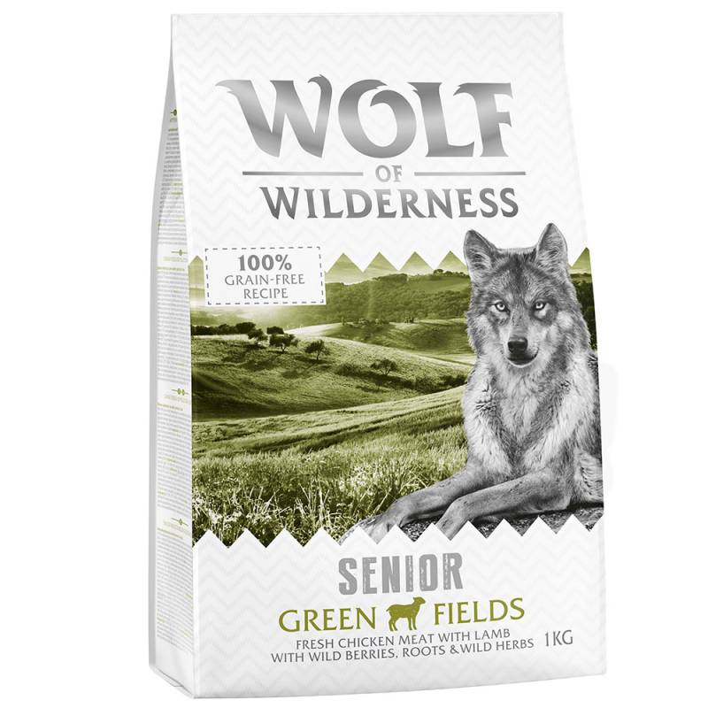 Bis zu 25% Rabatt: 1 kg Wolf of Wilderness Trockenfutter  - SENIOR: Green Fields - Lamm von Wolf of Wilderness