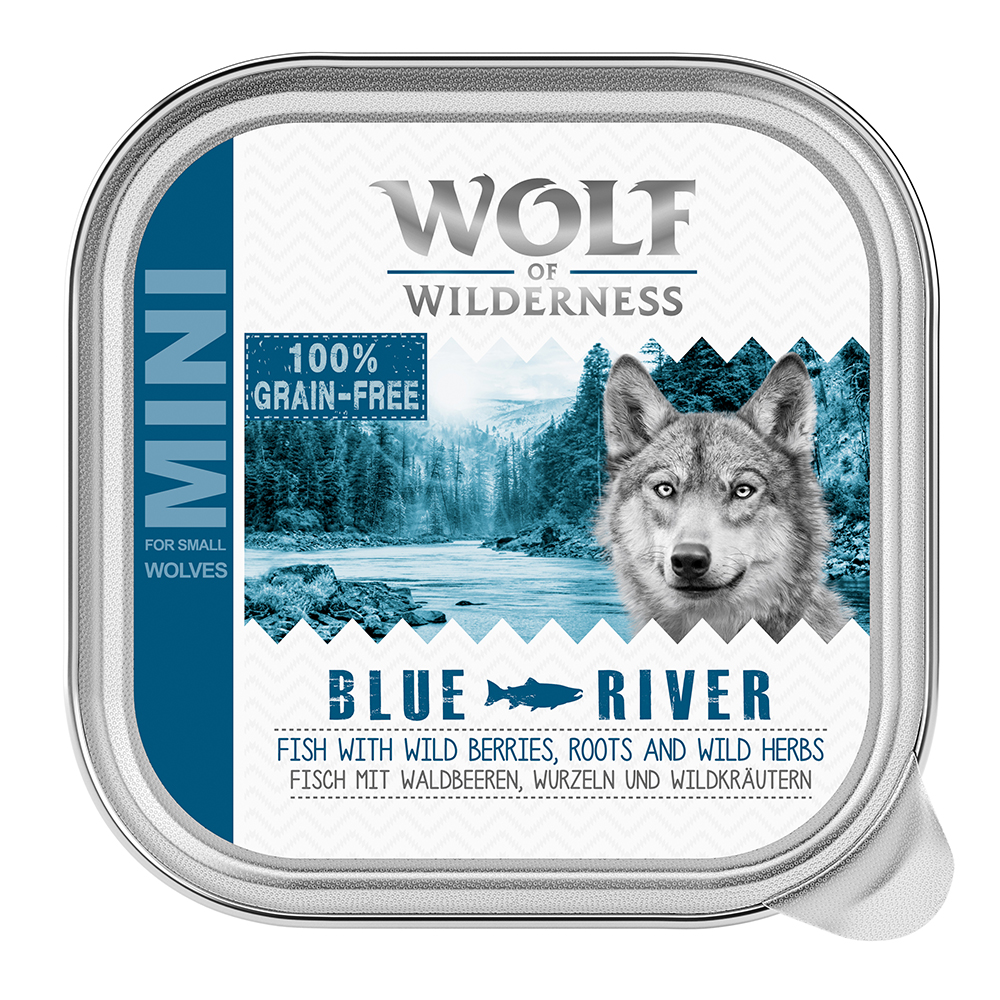 Bis zu 30% Rabatt! 6 x 150 g Wolf of Wilderness Adult - Schale - Blue River - Fisch* von Wolf of Wilderness
