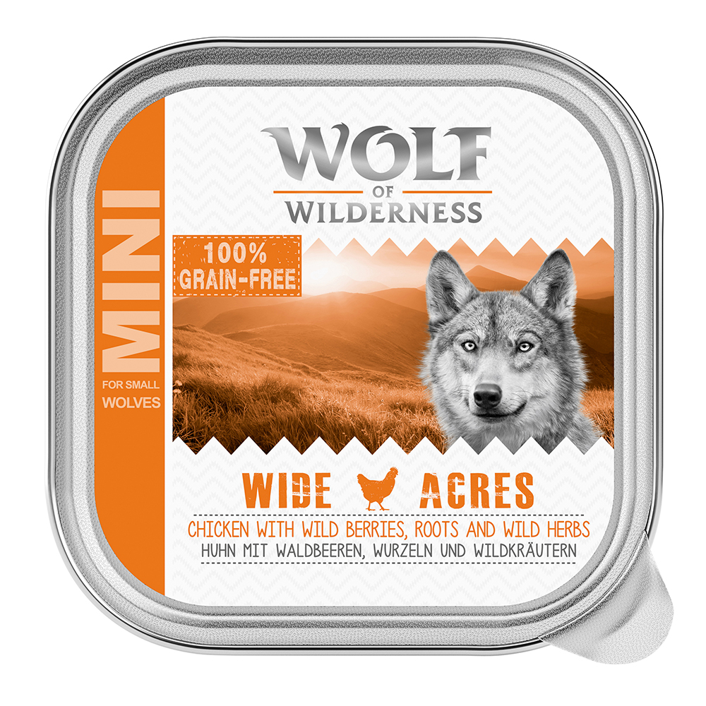 Bis zu 30% Rabatt! 6 x 150 g Wolf of Wilderness Adult - Schale - Wide Acres - Huhn von Wolf of Wilderness