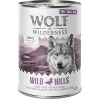 Sparpaket 12 x 400 g Wolf of Wilderness "Freiland-Fleisch" - Wild Hills - Freiland-Ente von Wolf of Wilderness