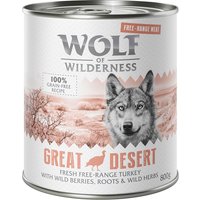 Sparpaket 12 x 800 g Wolf of Wilderness "Freiland-Fleisch" - Great Desert - Freiland-Pute von Wolf of Wilderness