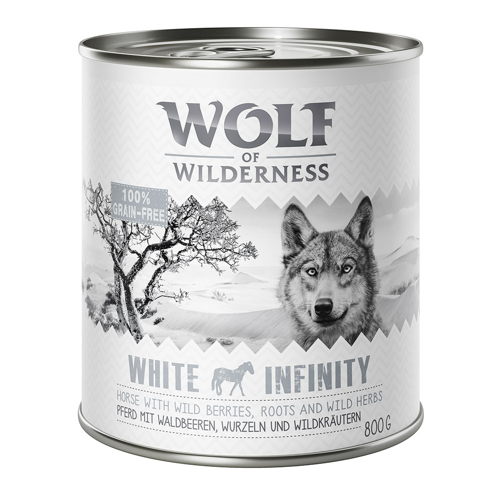 Sparpaket Wolf of Wilderness Adult - Single Protein 24 x 400 g / 800 g 24 x 800 g: White Infinity - Pferd Sparpaket Wolf of Wilderness Adult - Single Protein 24 x 400 g / 800 g 24 x 800 g: White Infinity - Pferd von Wolf of Wilderness