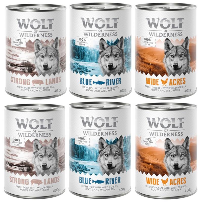 Sparpaket Wolf of Wilderness Adult - Single Meat 24 x 400 g / 800 g 24 x 400 g: Mixpaket Huhn, Schwein, Fisch Sparpaket Wolf of Wilderness Adult - Single Meat 24 x 400 g / 800 g 24 x 400 g: Mixpaket Huhn, Schwein, Fisch von Wolf of Wilderness