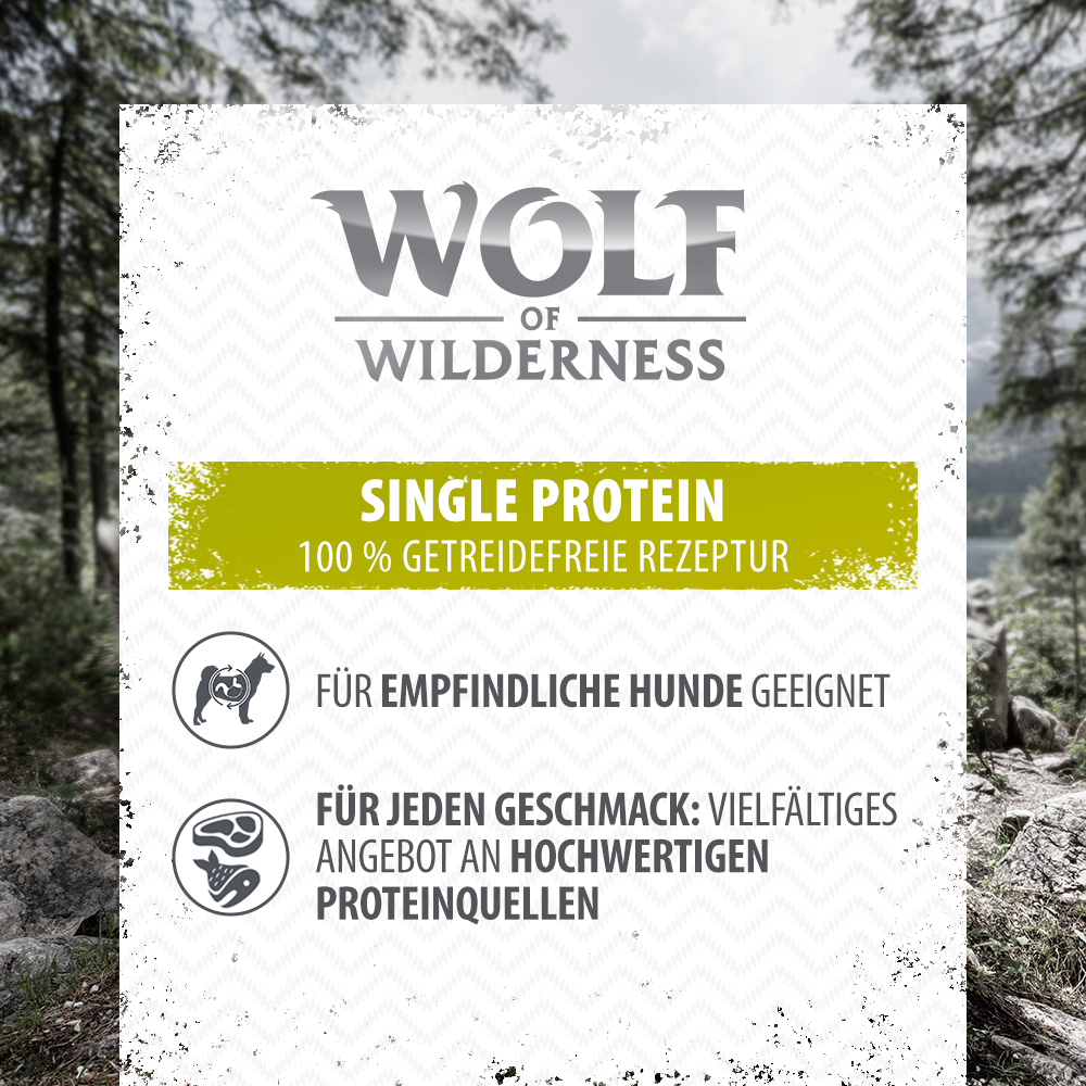 Sparpaket Wolf of Wilderness MINI Adult 24 x 150 g - Schale Single Protein - Wide Acres - Huhn Sparpaket Wolf of Wilderness MINI Adult 24 x 150 g - Schale Single Protein - Wide Acres - Huhn von Wolf of Wilderness