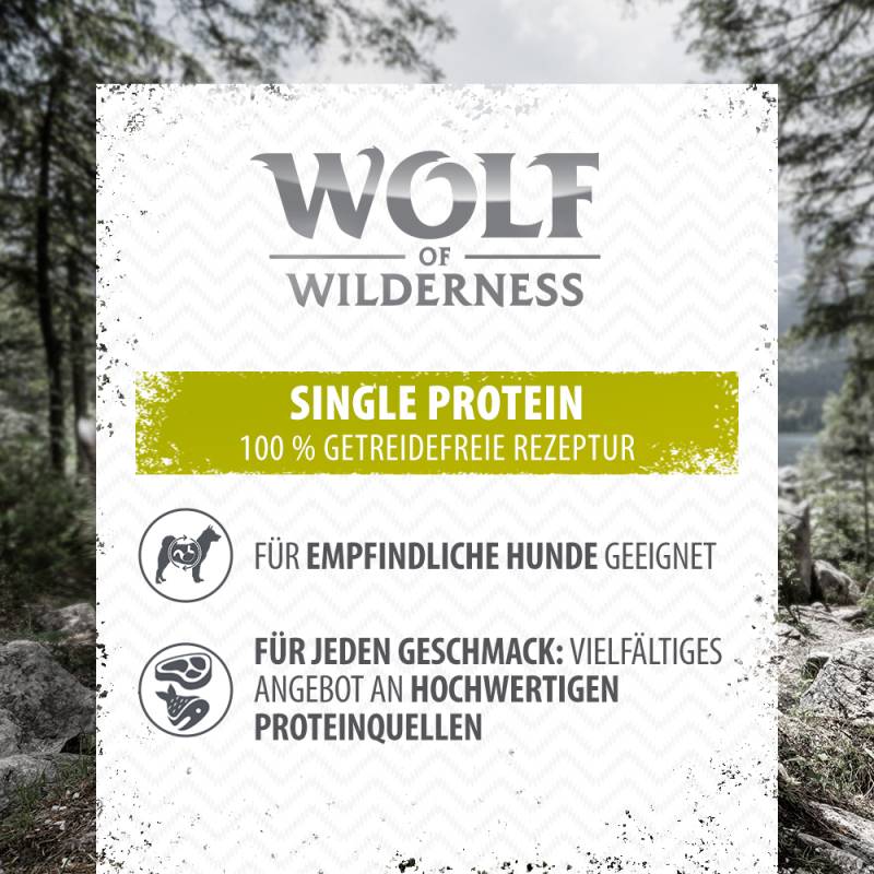 Sparpaket Wolf of Wilderness MINI Adult 24 x 150 g - Schale Single Protein - Wide Acres - Huhn Sparpaket Wolf of Wilderness MINI Adult 24 x 150 g - Schale Single Protein - Wide Acres - Huhn von Wolf of Wilderness