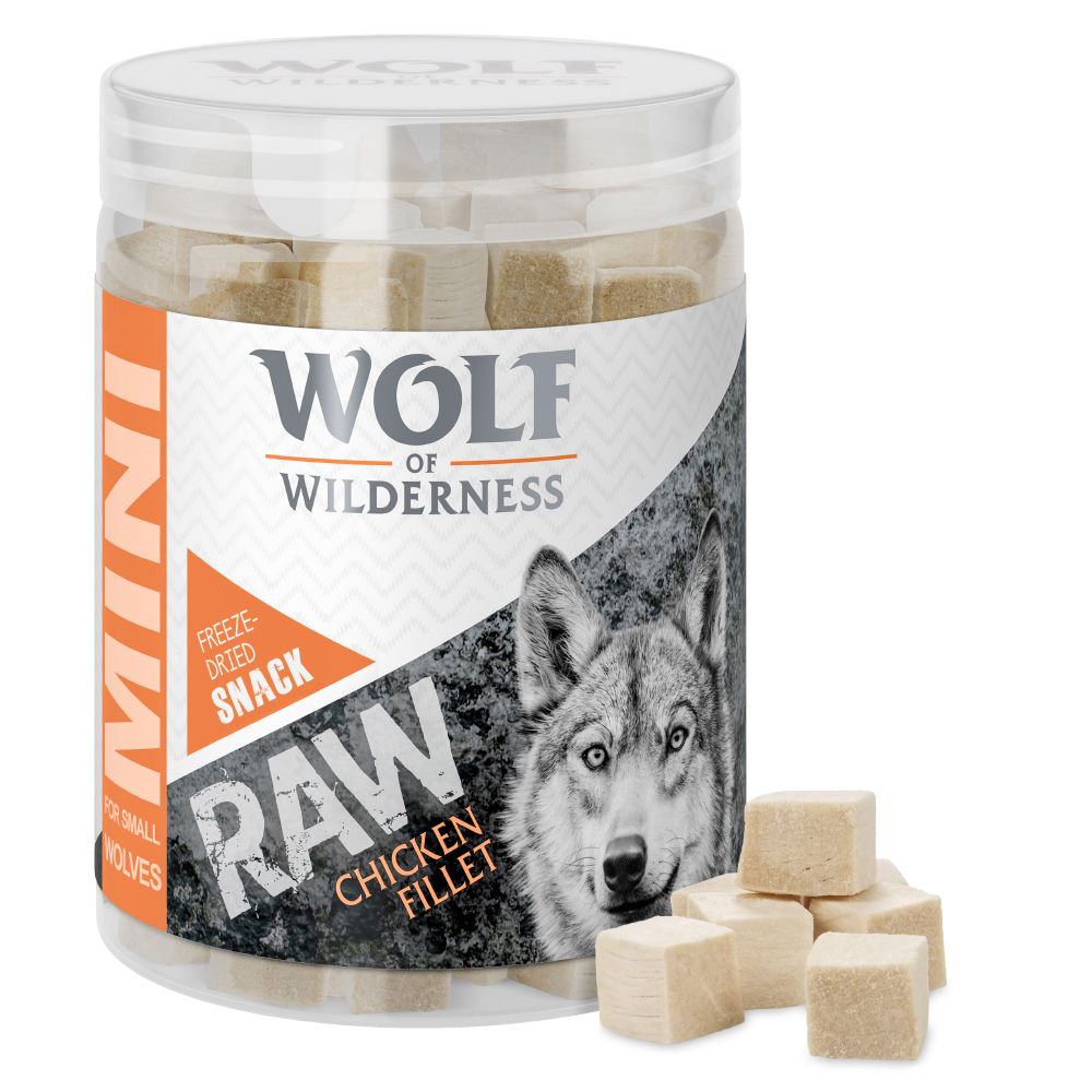 Sparpaket Wolf of Wilderness - RAW Snacks (gefriergetrocknet) - Mini Hühnerfilet, kleine Würfel 4 x 60 g von Wolf of Wilderness