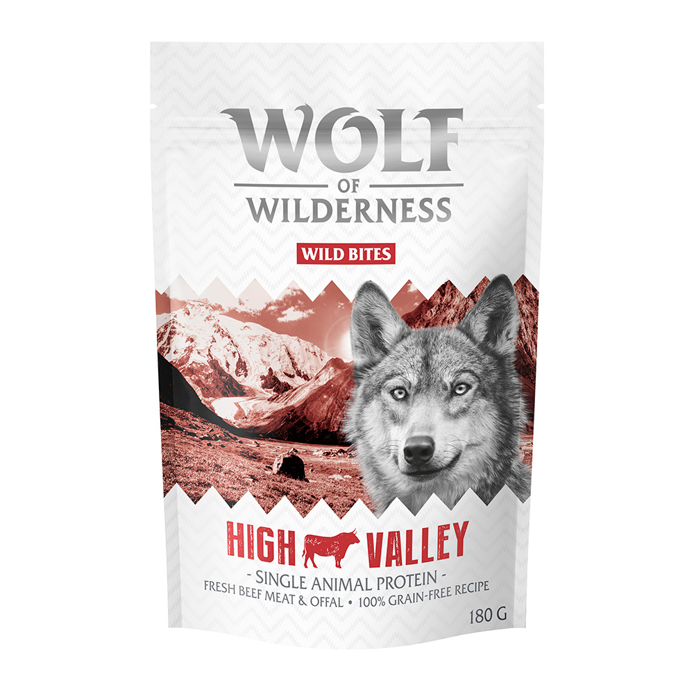 Sparpaket Wolf of Wilderness Snack - Wild Bites 3 x 180 g - High Valley - Rind (Monoprotein) von Wolf of Wilderness