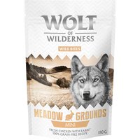 Sparpaket Wolf of Wilderness Snack - Wild Bites 3 x 180 g - MINI Meadow Grounds - Kaninchen & Huhn (kleine Würfel) von Wolf of Wilderness