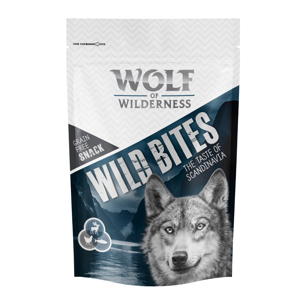 Sparpaket Wolf of Wilderness Snack - Wild Bites 3 x 180 g - The Taste Of Scandinavia - Elch, Seelachs, Huhn von Wolf of Wilderness