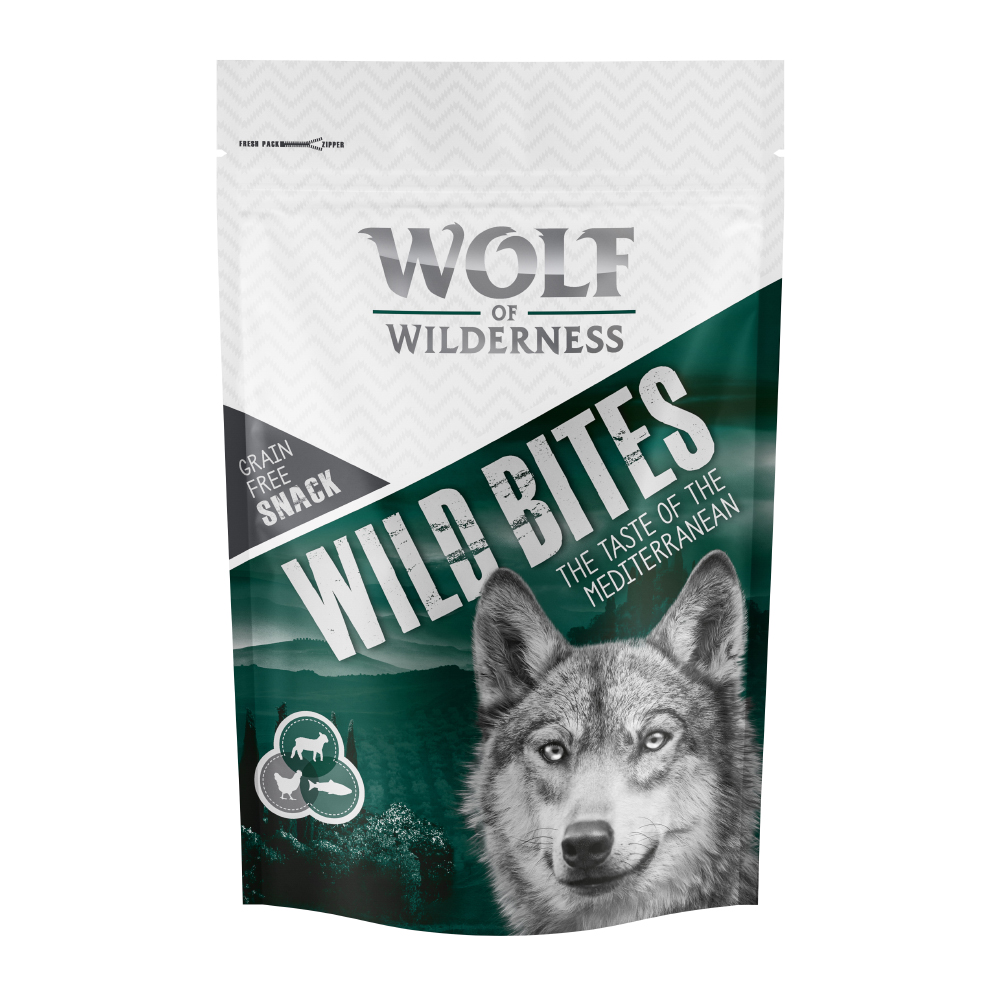 Sparpaket 3 x 180 g: Wolf of Wilderness Snack - Wild Bites - The Taste Of The Mediterranean - Lamm, Huhn, Forelle von Wolf of Wilderness