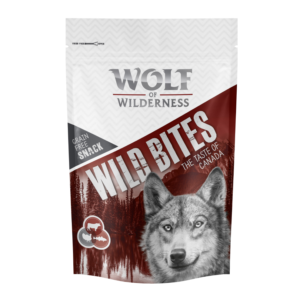 Sparpaket Wolf of Wilderness Snack - Wild Bites 3 x 180 g - The Taste of Canada - Rind, Pute, Kabeljau von Wolf of Wilderness