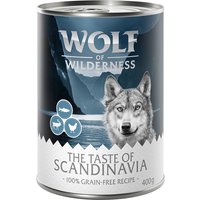 Sparpaket Wolf of Wilderness "The Taste Of" 24 x 400 g - Scandinavia - Rentier, Lachs, Huhn von Wolf of Wilderness