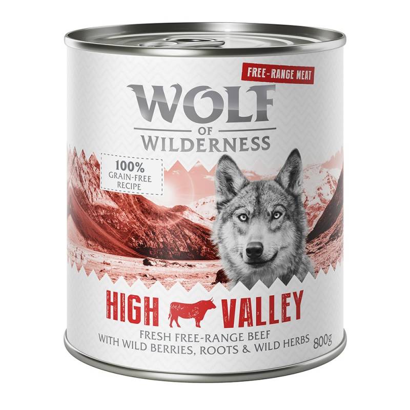 Wolf of Wilderness Adult - Single Protein Freilandfleisch/-innereien  6 x 800 g - Sparpaket 12 x 800 g: High Valley - Freiland-Rind von Wolf of Wilderness