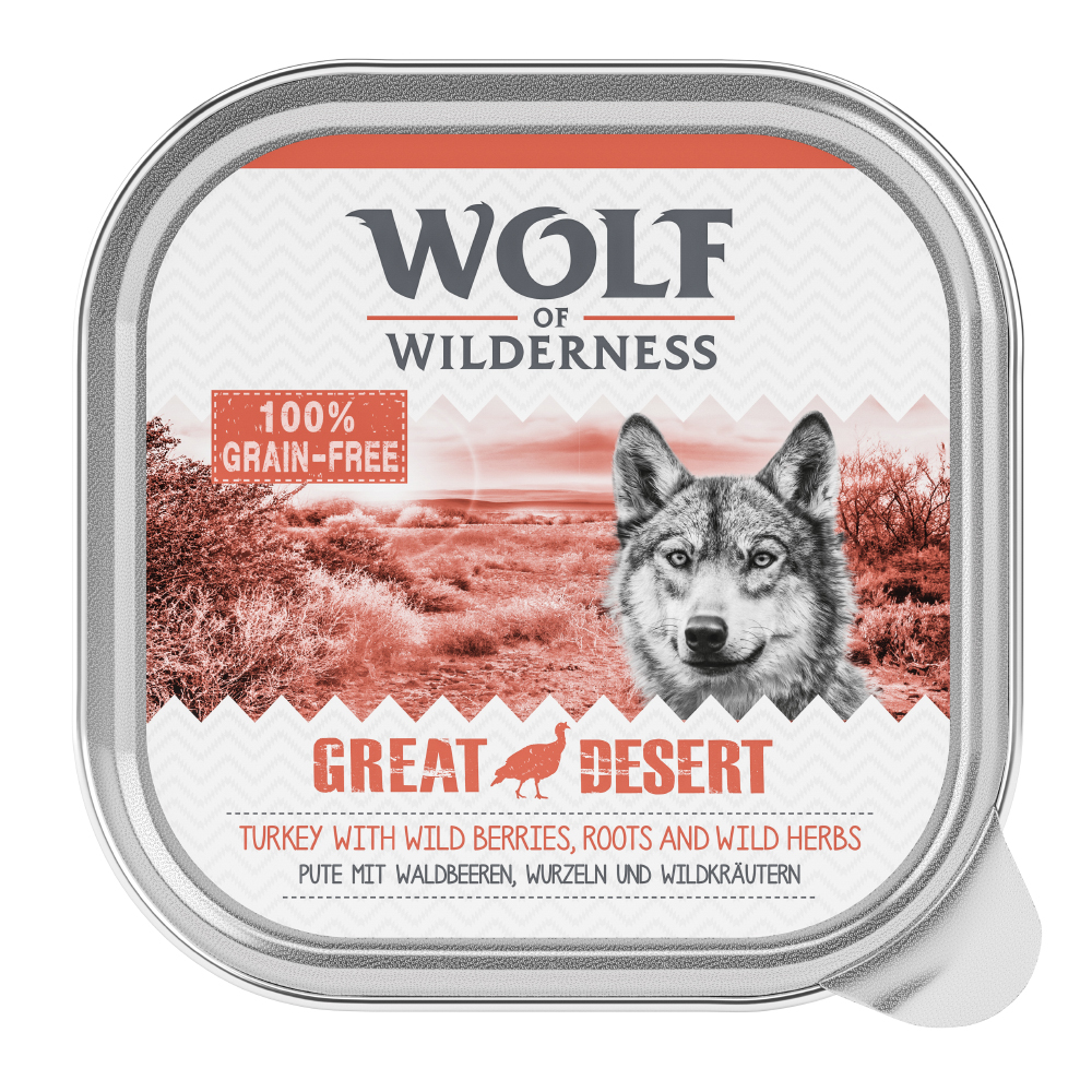Wolf of Wilderness Adult - Single Protein 6 / 24 x 300 g Schale  - 24 x 300 g: Great Desert - Pute von Wolf of Wilderness
