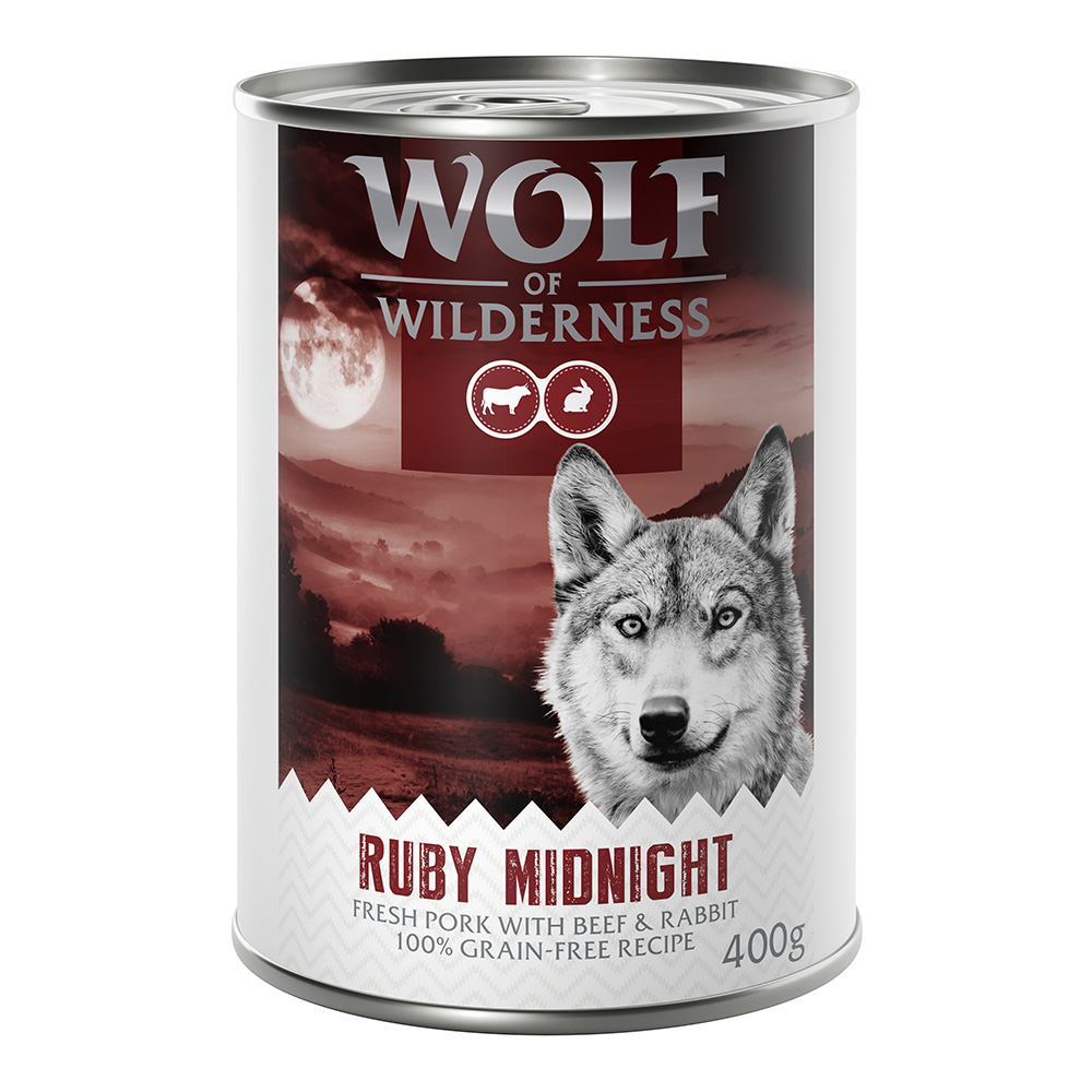 Wolf of Wilderness Adult - mit frischem rotem Fleisch 6 x 400 g  Ruby Midnight: Schwein, Rind und Kaninchen von Wolf of Wilderness