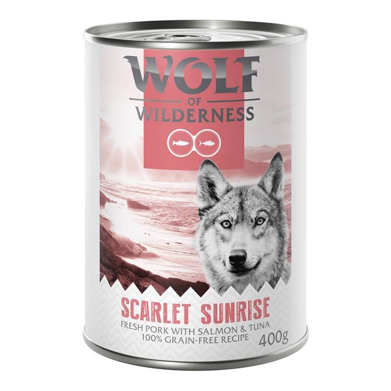 Wolf of Wilderness Adult - mit frischem rotem Fleisch 6 x 400 g  Scarlet Sunrise: Schwein, Lachs und Thunfisch von Wolf of Wilderness