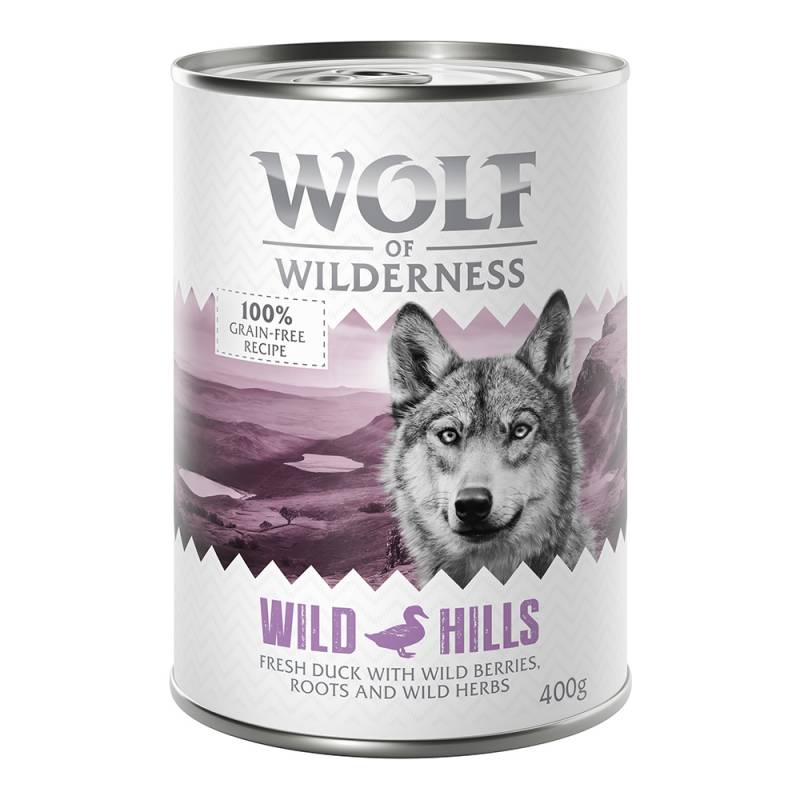 Wolf of Wilderness Adult - Single Protein 6 x 400 g  - Wild Hills - Ente von Wolf of Wilderness