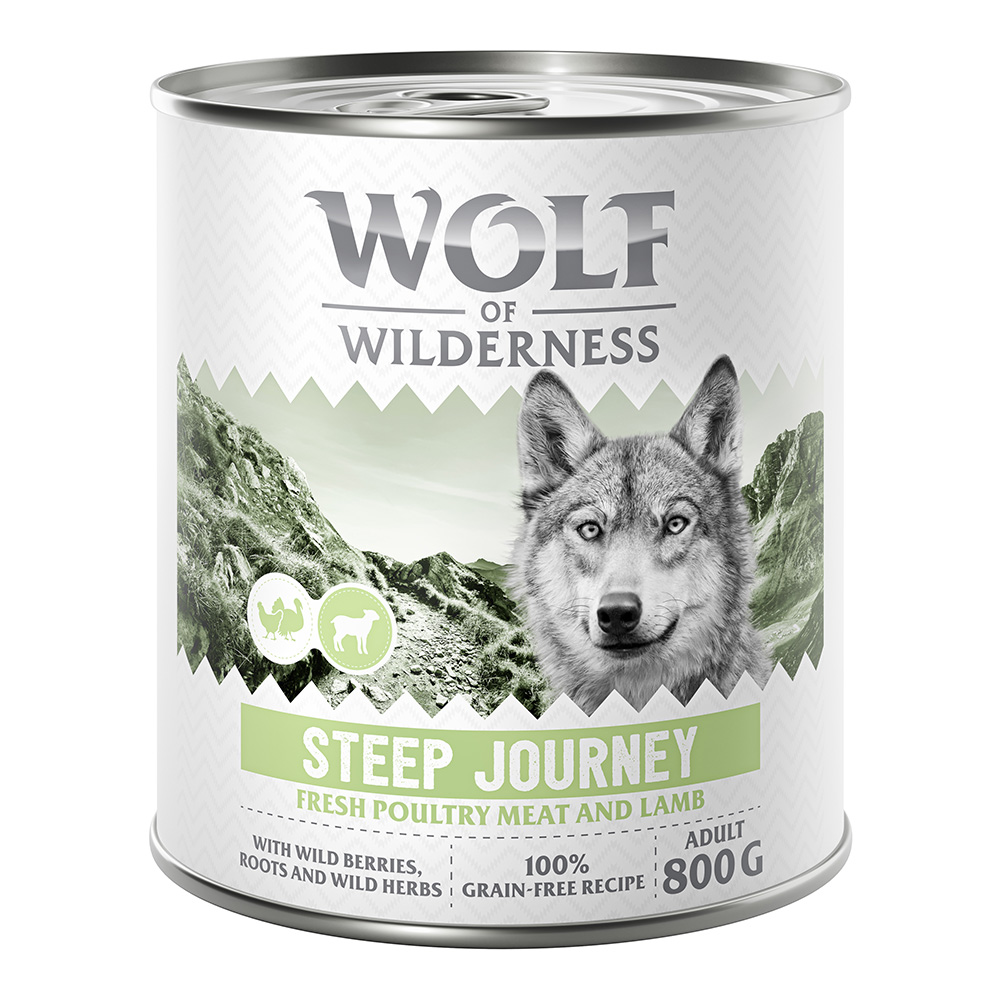Wolf of Wilderness Adult - mit viel frischem Geflügel 6 x 800 g - Steep Journey - Geflügel mit Lamm Wolf of Wilderness Adult - mit viel frischem Geflügel 6 x 800 g - Steep Journey - Geflügel mit Lamm von Wolf of Wilderness
