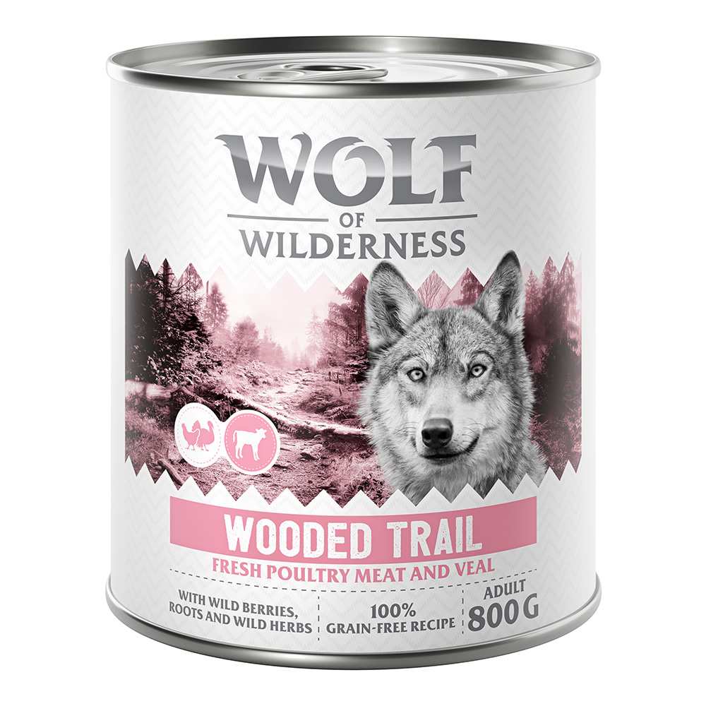 Wolf of Wilderness Adult - mit viel frischem Geflügel 6 x 800 g - Wooded Trails - Geflügel mit Kalb von Wolf of Wilderness