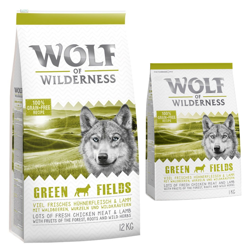 Wolf of Wilderness Adult "Green Fields" Lamm - getreidefrei - 12 + 2 kg gratis! 14 kg von Wolf of Wilderness