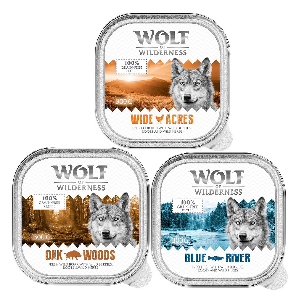 Wolf of Wilderness Adult - Single Meat 6 / 24 x 300 g Schale - 6 x 300 g: Mixpaket: Wildschwein, Huhn, Fisch Wolf of Wilderness Adult - Single Meat 6 / 24 x 300 g Schale - 6 x 300 g: Mixpaket: Wildschwein, Huhn, Fisch von Wolf of Wilderness