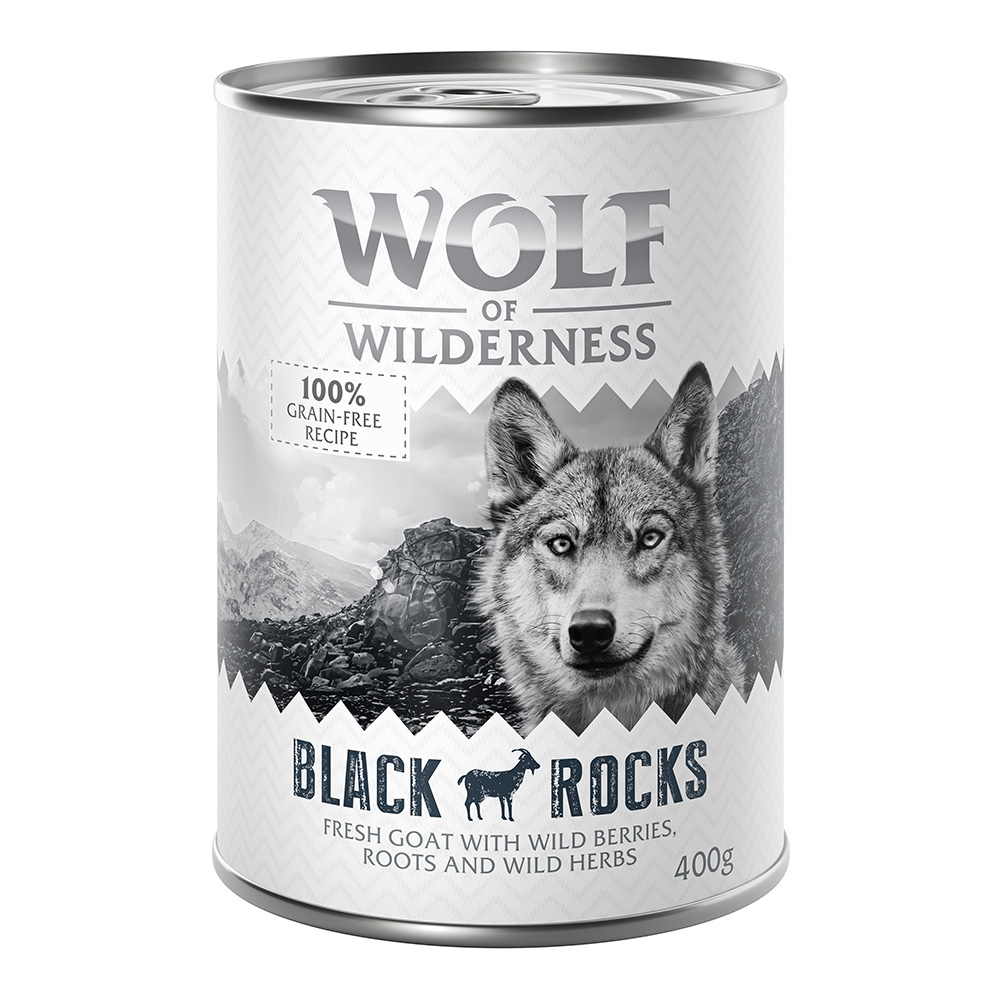 Sparpaket Wolf of Wilderness Adult - Single Protein 24 x 400 g / 800 g 24 x 400 g: Black Rocks - Ziege von Wolf of Wilderness