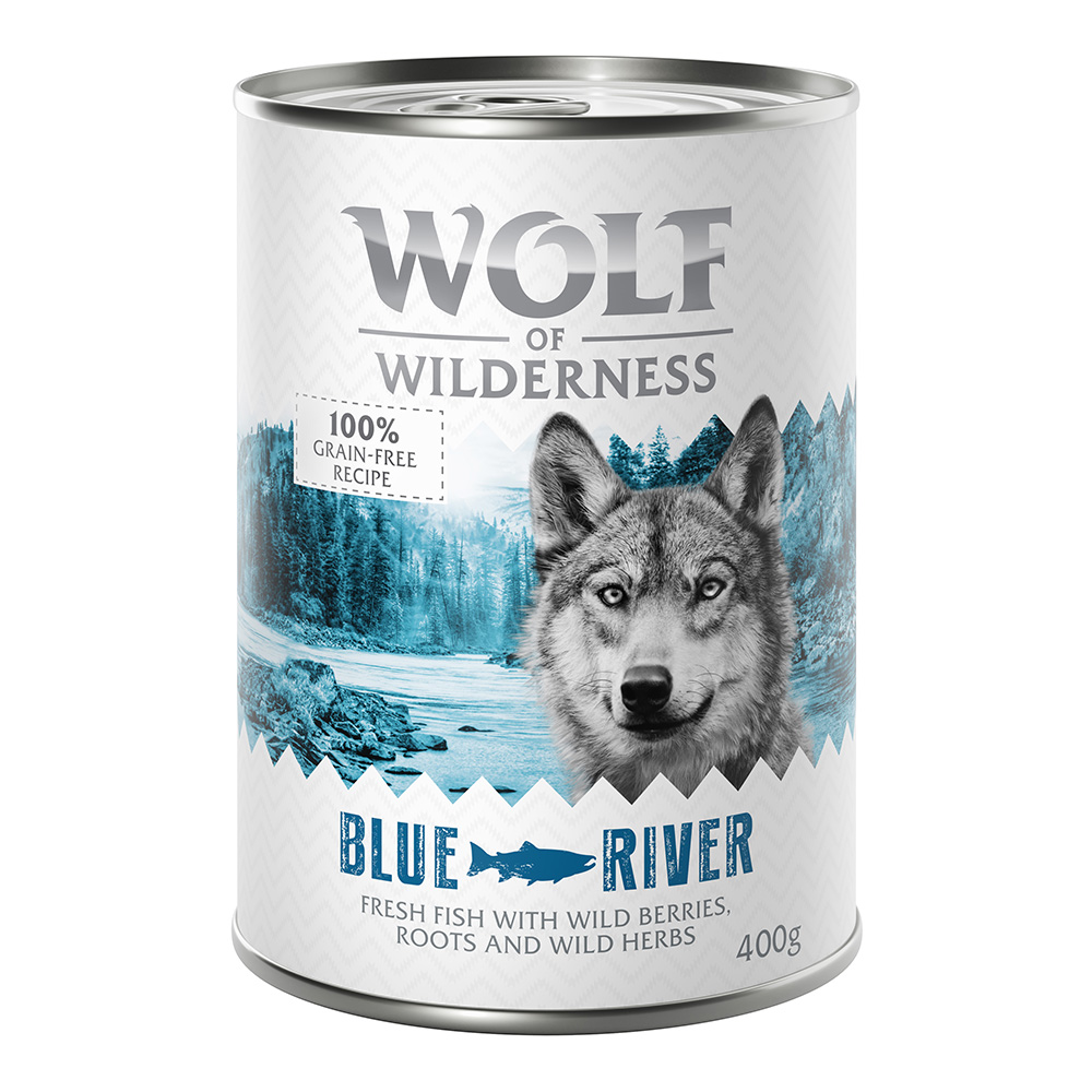 Sparpaket Wolf of Wilderness Adult - Single Protein 24 x 400 g / 800 g 24 x 400 g: Blue River - Fisch von Wolf of Wilderness