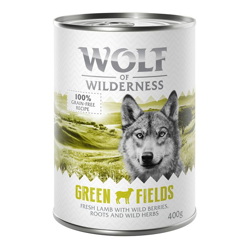 Sparpaket Wolf of Wilderness Adult - Single Protein 24 x 400 g / 800 g 24 x 400 g: Green Fields - Lamm von Wolf of Wilderness