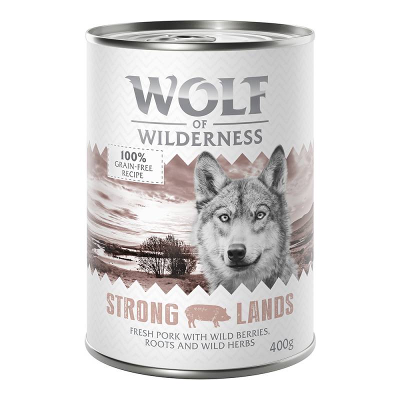 Sparpaket Wolf of Wilderness Adult - Single Protein 24 x 400 g / 800 g 24 x 400 g: Strong Lands - Schwein von Wolf of Wilderness