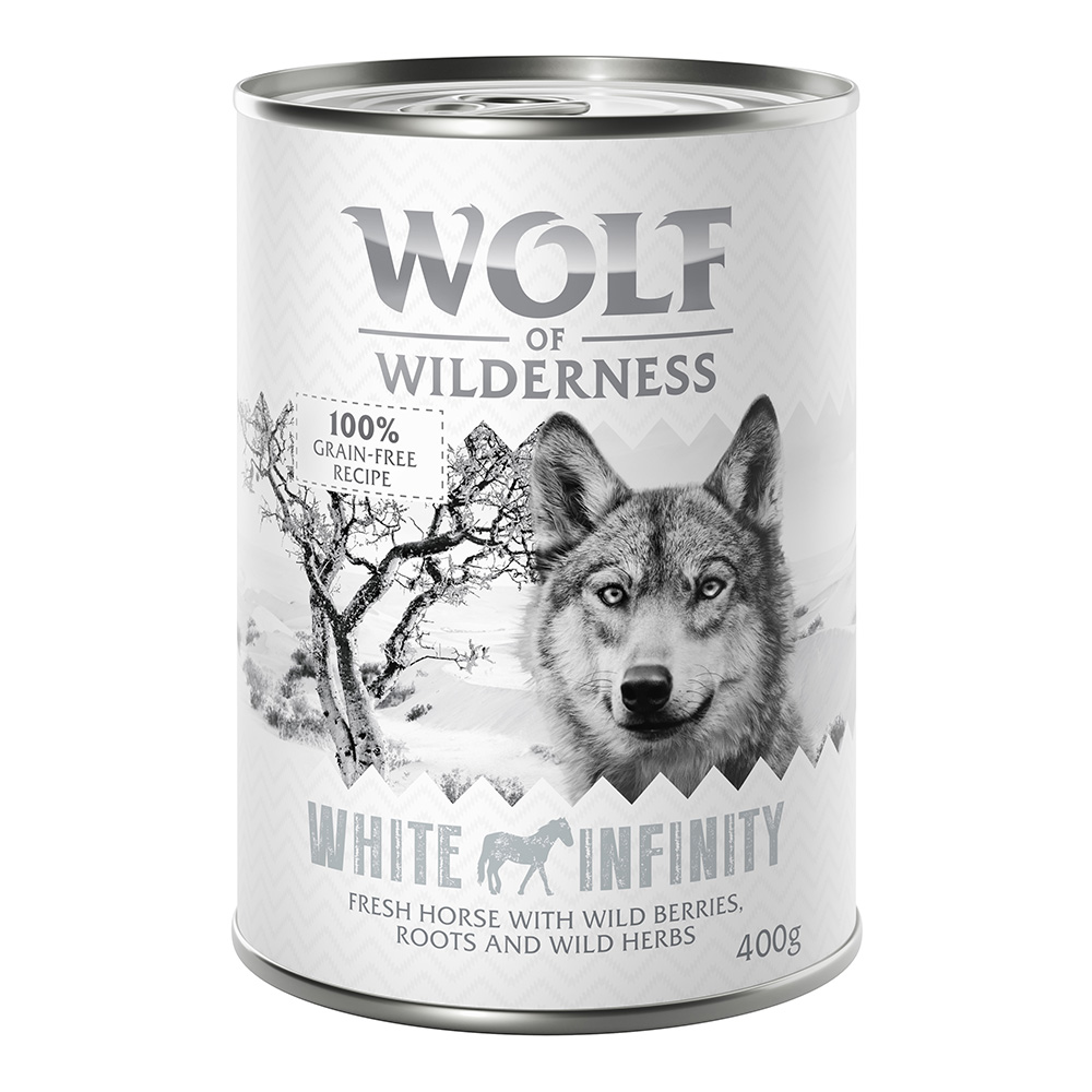 Sparpaket Wolf of Wilderness Adult - Single Protein 24 x 400 g / 800 g 24 x 400 g: White Infinity - Pferd von Wolf of Wilderness